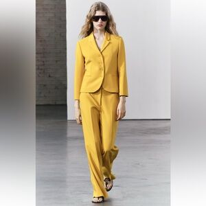 ZARA 2 PIECES MATCHING SET POCKET BLAZER AND STRAIGHT LEG PANTS